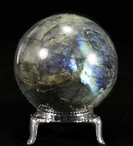 Flashy Labradorite Sphere - With Nickel Plated Stand #53583